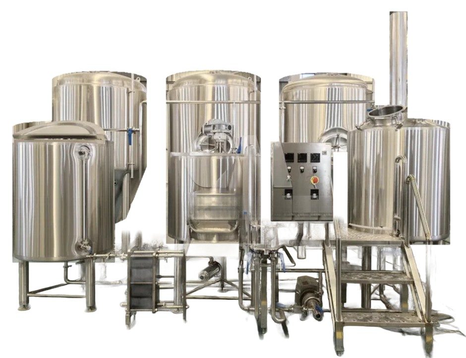 Hệ thống nấu bia 500L/mẻ trọn bộ (3 nồi · 4 tank 500L)