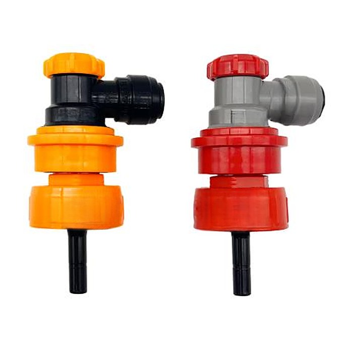 Nắp nạp ga chai PET đầu Ball lock (đỏ · vàng)