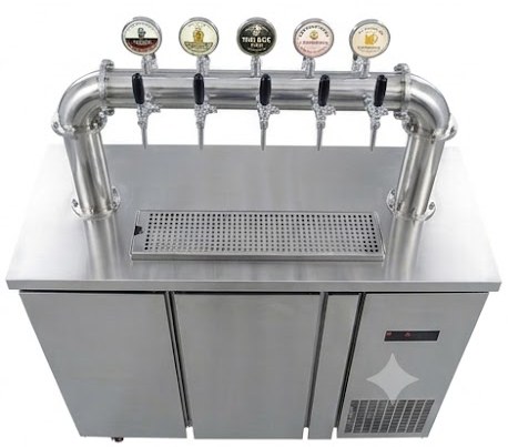 Stainless draft beer bar cabinet — 4 to 12 kegs